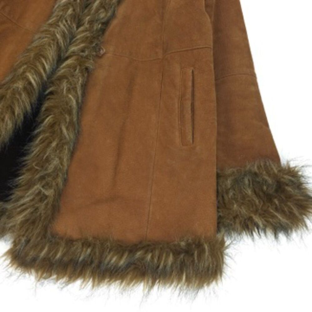 WILSONS LEATHER Suede Penny Lane Fur Afghan Jacket 70s Boho Downtown Girl Boho - Picture 8 of 14